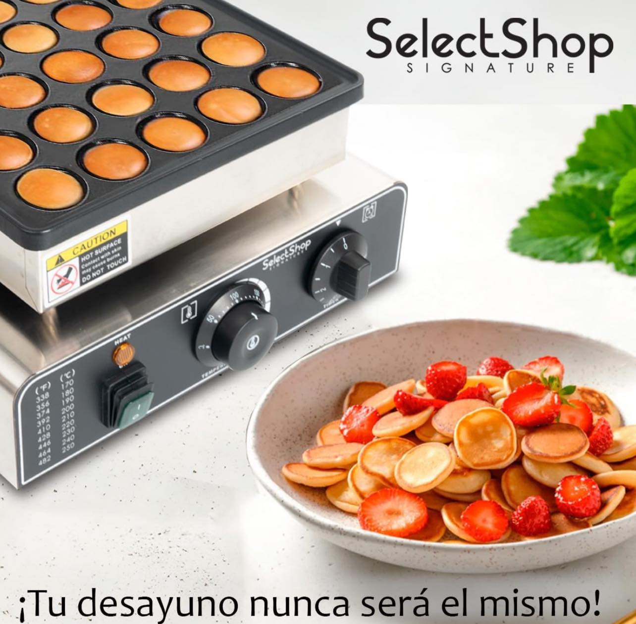 Máquina 25 mini panqueques con plato de resultado final